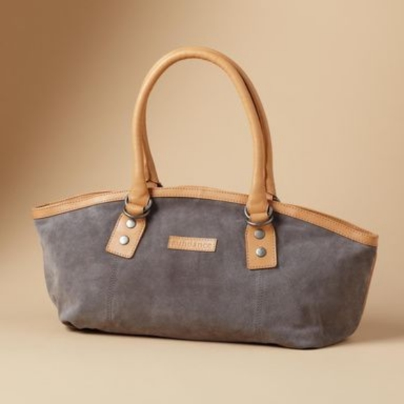 Sundance Handbags - Sundance Spectator bag grey suede neutrals matte silver hardware